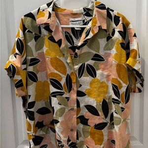 Rachel Zoe Linen Tropical Short & Shirt Matching Set